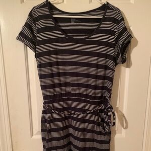 PACT  Striped Tie Waist Cotton Dress XL